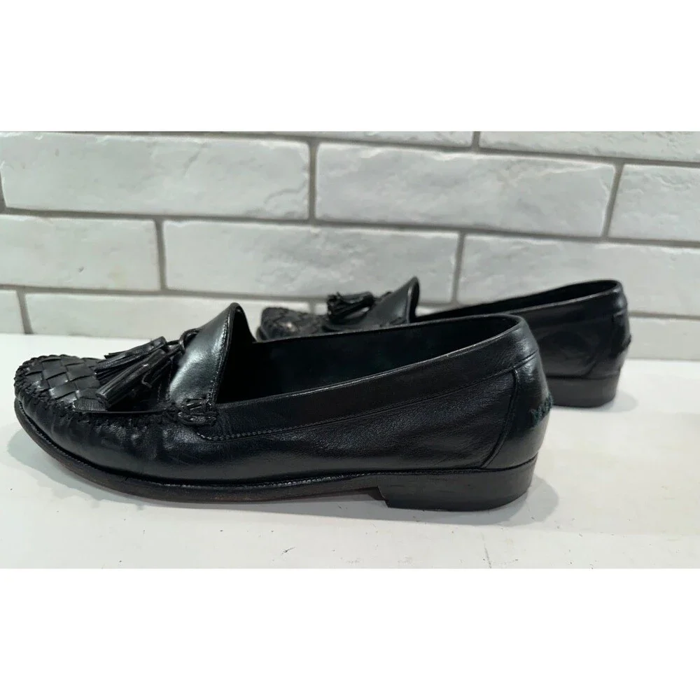 Cole Haan Mens Black‎ Braided Toe Tasseled Loafer sz 9.5D (S1627)